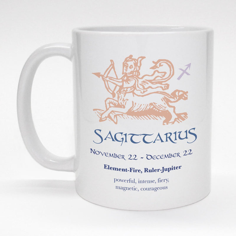 11oz. coffee mug with Aquarius horoscope full color design.