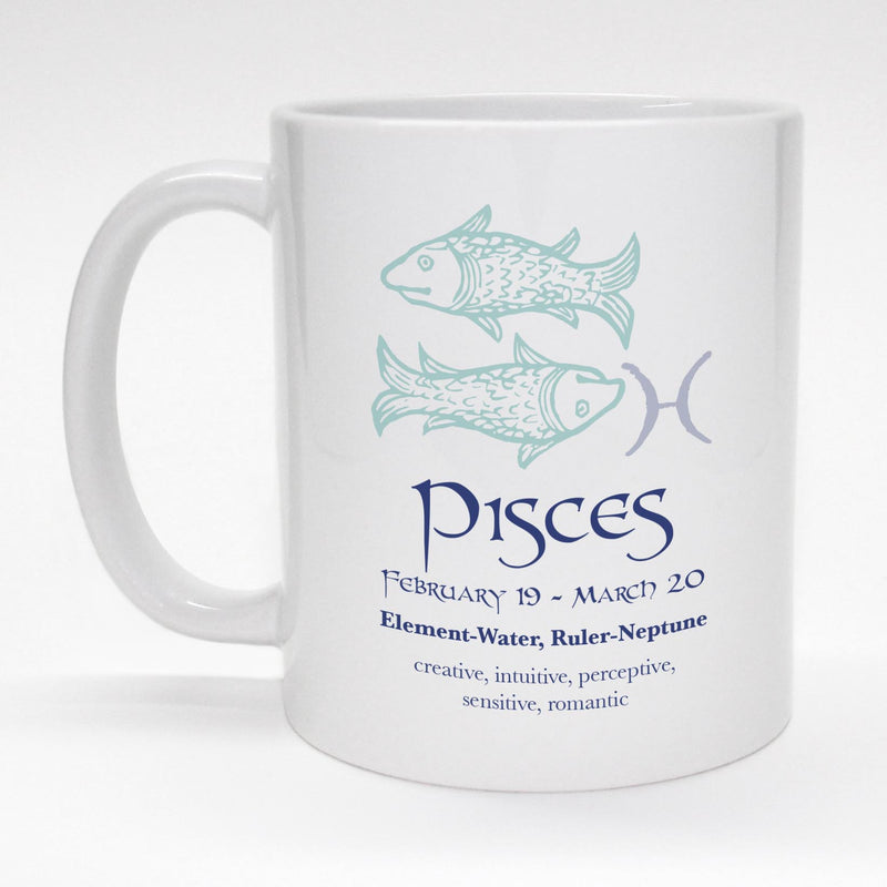 Astrology mug with Pisces zodiac sign.