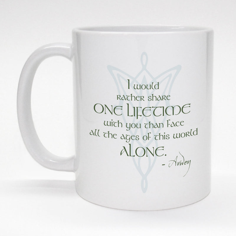 11 oz. coffee mug with dragon and Tolkien wizard quote.