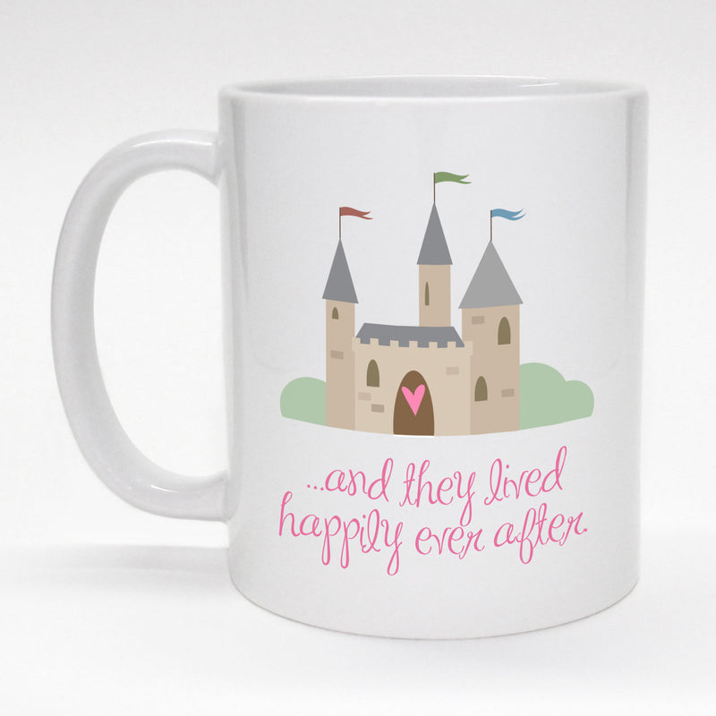 11 oz. wedding mug with fairytale castle - Happily ever after.