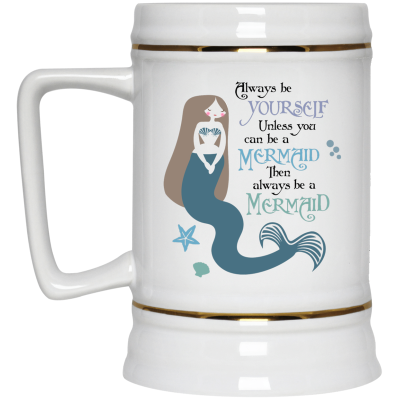 11oz. coffee mug with colorful "be a mermaid" saying and art.
