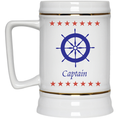 11 oz. coffee mug for boaters with ship's wheel - Captain.