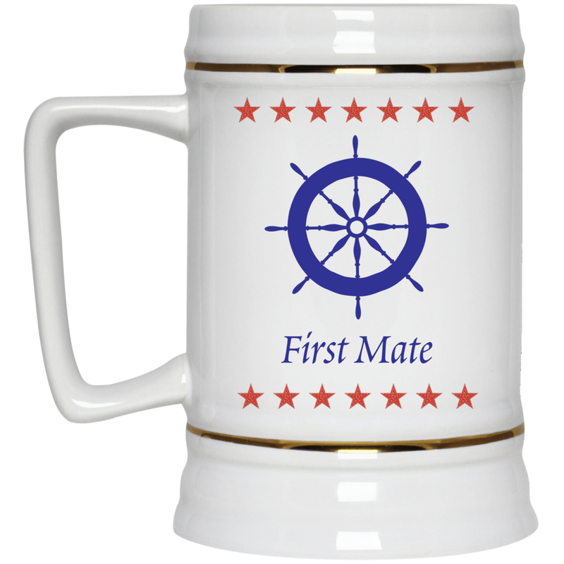 11 oz. coffee mug with nautical design - First Mate.