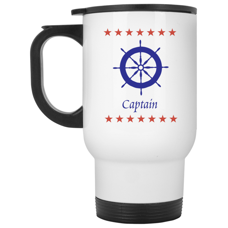 11 oz. coffee mug for boaters with ship's wheel - Captain.