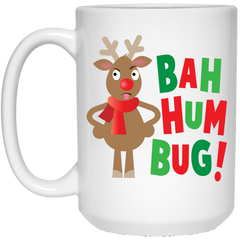 11oz. mug with angry cartoon reindeer and 
