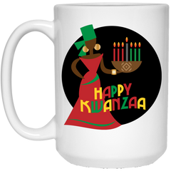 11 oz. coffee mug with African-inspired design - Happy Kwanza.