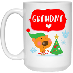 11 oz. holiday mug with cute bear and Christmas tree - Grandma.
