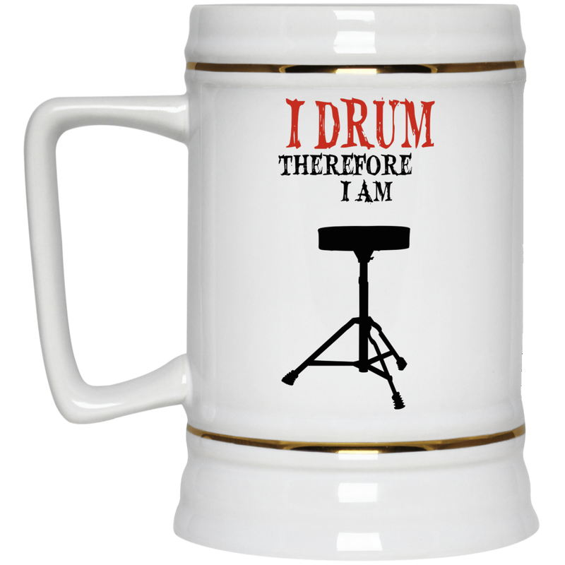 11 oz. coffee mug with drummer design - I drum therefore I am.