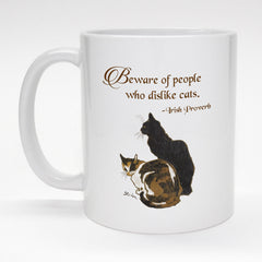 11 oz. coffee mug with beautiful cat art and Irish proverb.