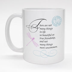 11 oz. coffee mug with friendship quote and pretty, vintage design.