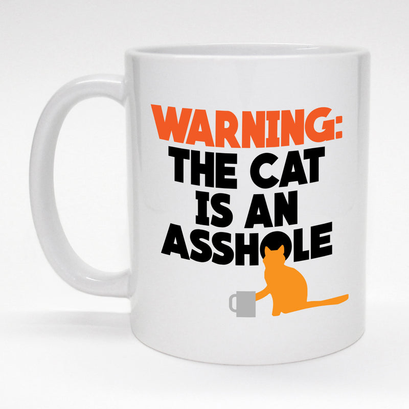 Funny mug with cat - Warning, the cat is an asshole.