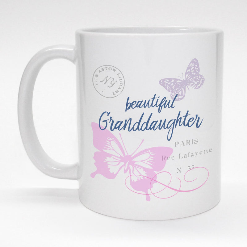 "Beautiful Granddaughter" art on a 11oz. coffee mug.
