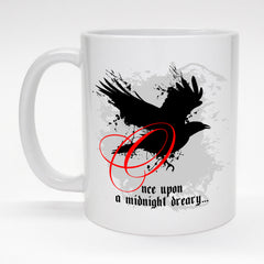 Coffee mug with Edgar Allen Poe quote and Raven art.