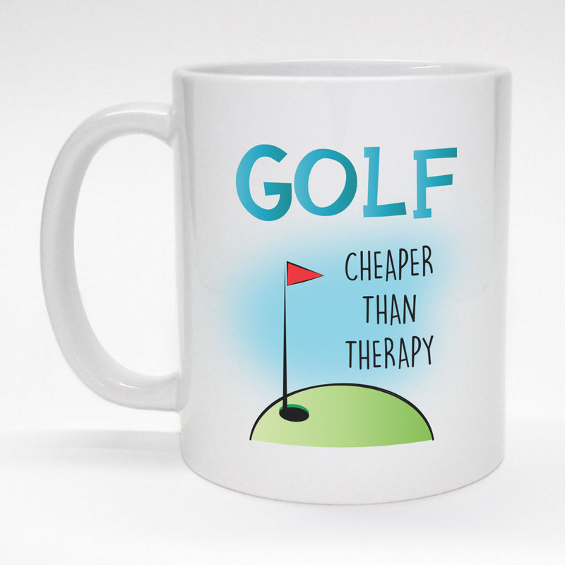 11 oz. coffee mug - Golf, cheaper than therapy.