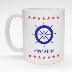 11 oz. coffee mug with nautical design - First Mate.