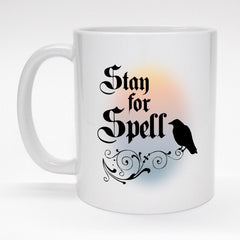 Stay for a Spell coffee mug with raven