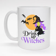11 oz. coffee mug with cute witch - Drink up, witches.