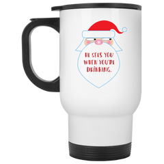 11 oz. Christmas mug with funny Santa - He sees you when you're drinking.