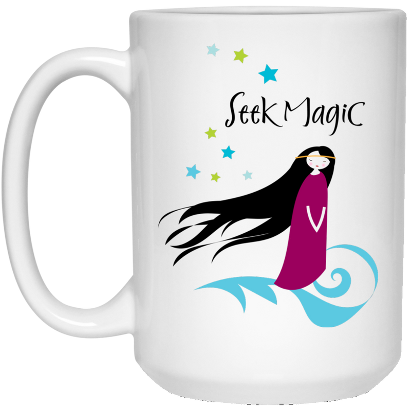Coffee mug with stars and girl - Seek magic