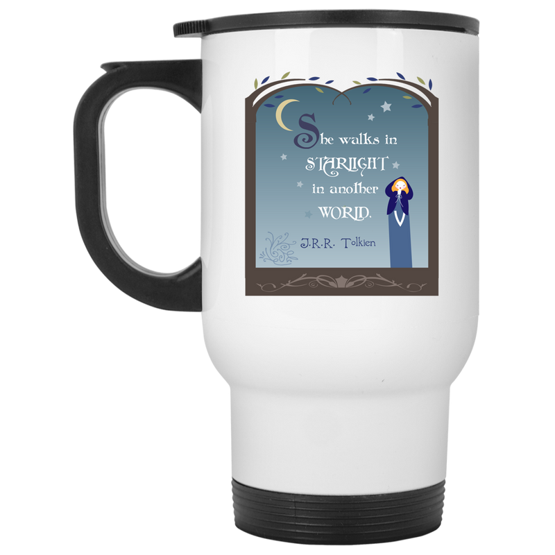 LOTR inspired design coffee mug - She walks in starlight...