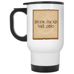 11 oz. viking themed coffee mug - Drink Mead, Hail Odin.
