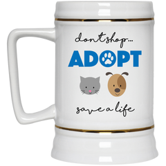 11 oz. coffee mug with cute dog and cat - Don't shop, adopt!