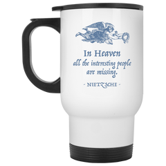 11 oz. coffee mug with angel design with amusing Nietsche quote.