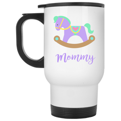 Mommy coffee mug with baby's rocking horse.