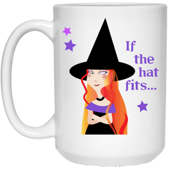 11 oz. cute coffee mug with witch design - If the hat fits.