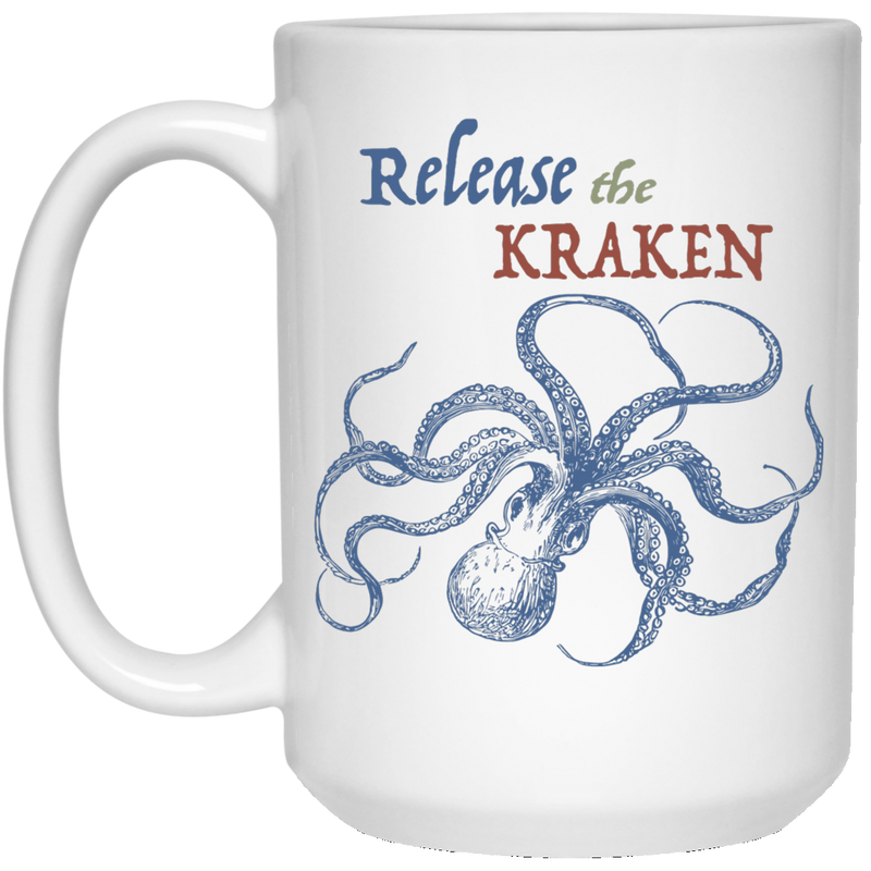 Coffee mug with octopus design - Release the Kraken.