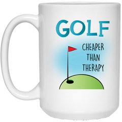 11 oz. coffee mug - Golf, cheaper than therapy.