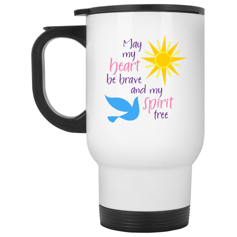 Inspirational coffee mug - brave heart, free spirit.
