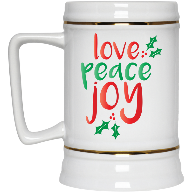 Holiday coffee mug - love, peace, joy.