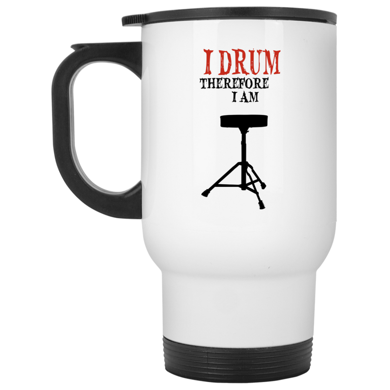 11 oz. coffee mug with drummer design - I drum therefore I am.