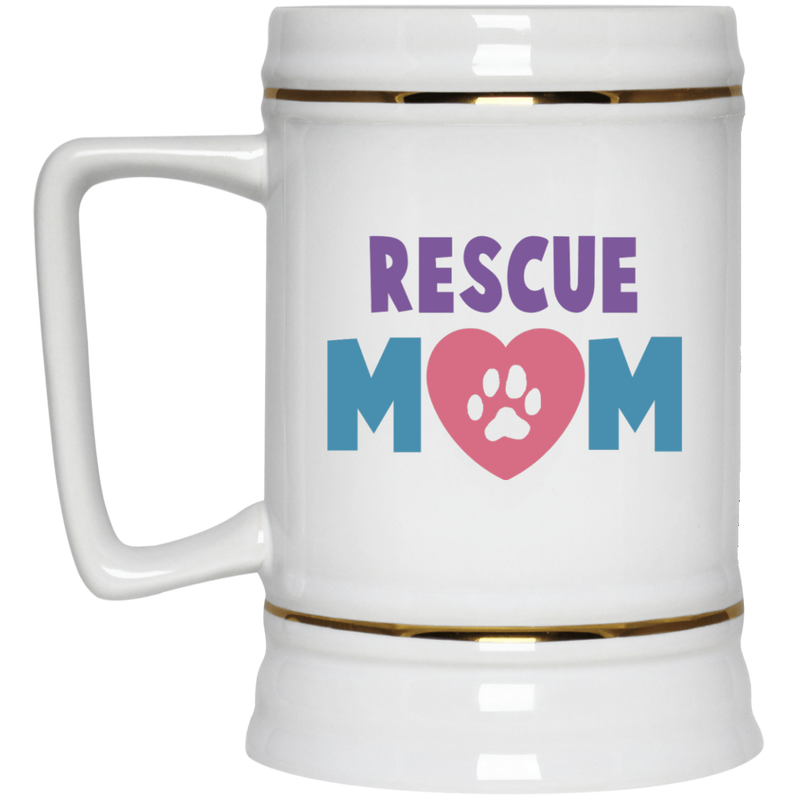 Coffee mug with dog or cat paw print - Rescue Mom