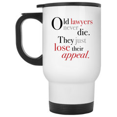 Funny coffee mug with lawyer quote.