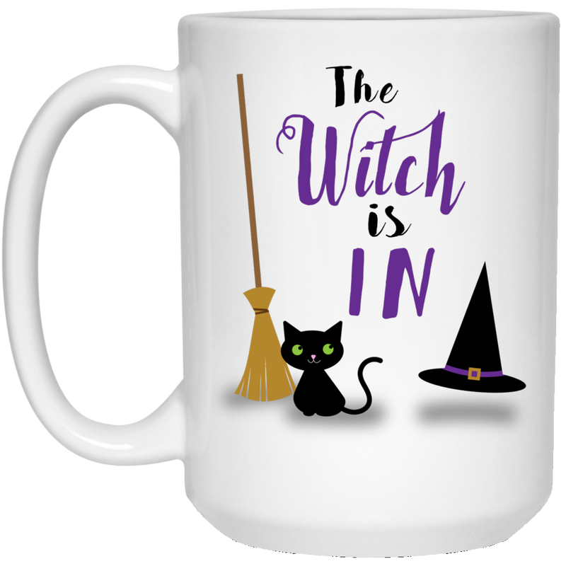 Coffee mug with black cat - The Witch is In