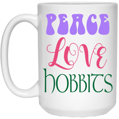 Coffee mug - Peace, Love, Hobbits.
