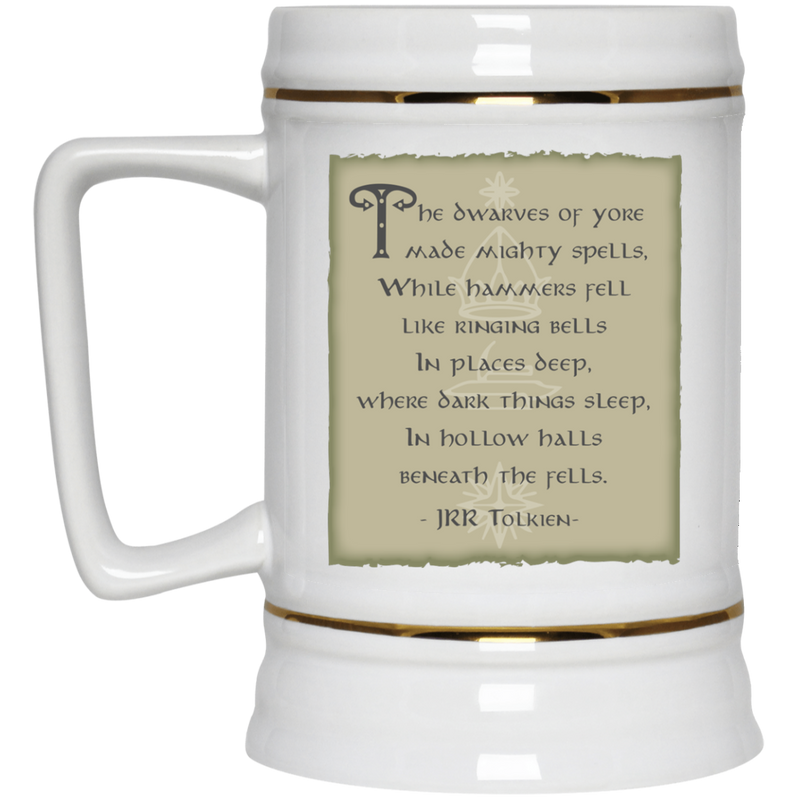 11 oz. coffee mug with Tolkien/LOTR quote - Dwarves of Yore.