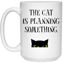 Funny mug with cat - The cat is planning something.