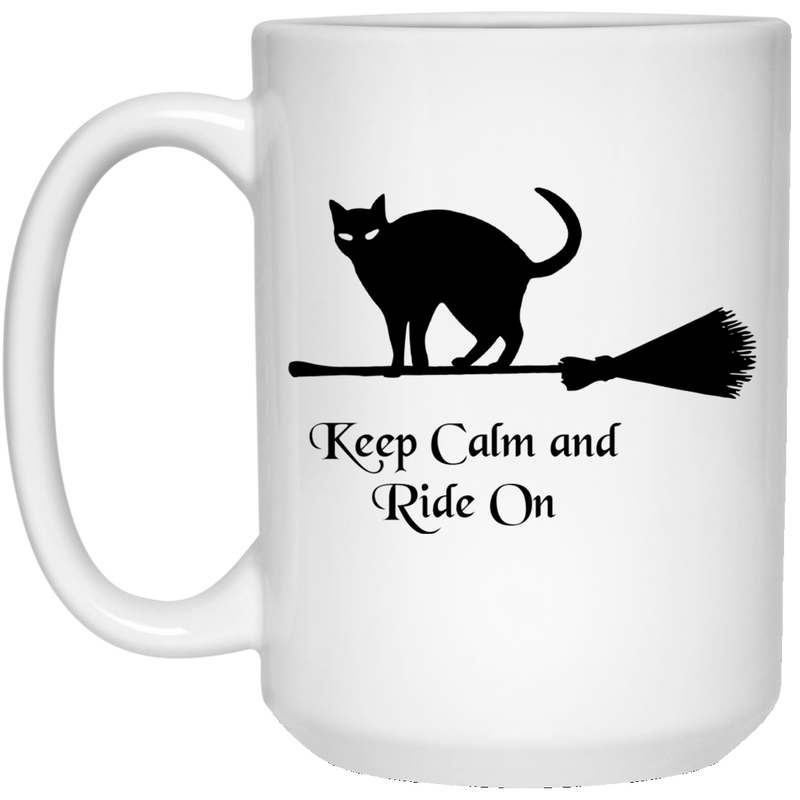 11 oz. coffee mug with witch design - Keep calm and ride on.