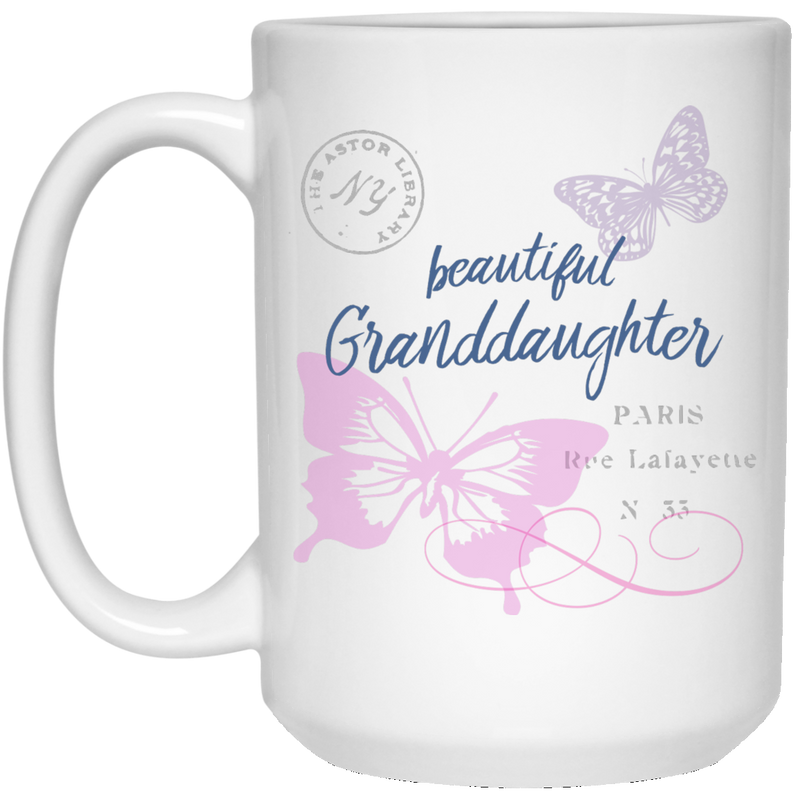 "Beautiful Granddaughter" art on a 11oz. coffee mug.