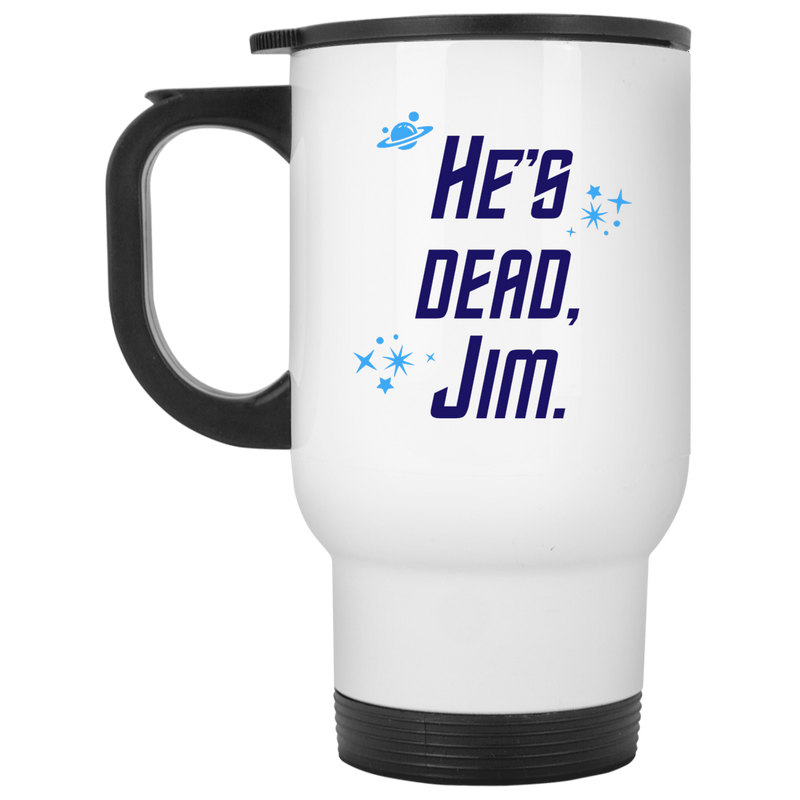 11 oz. funny, Star Trek inspired mug - He's dead, Jim.