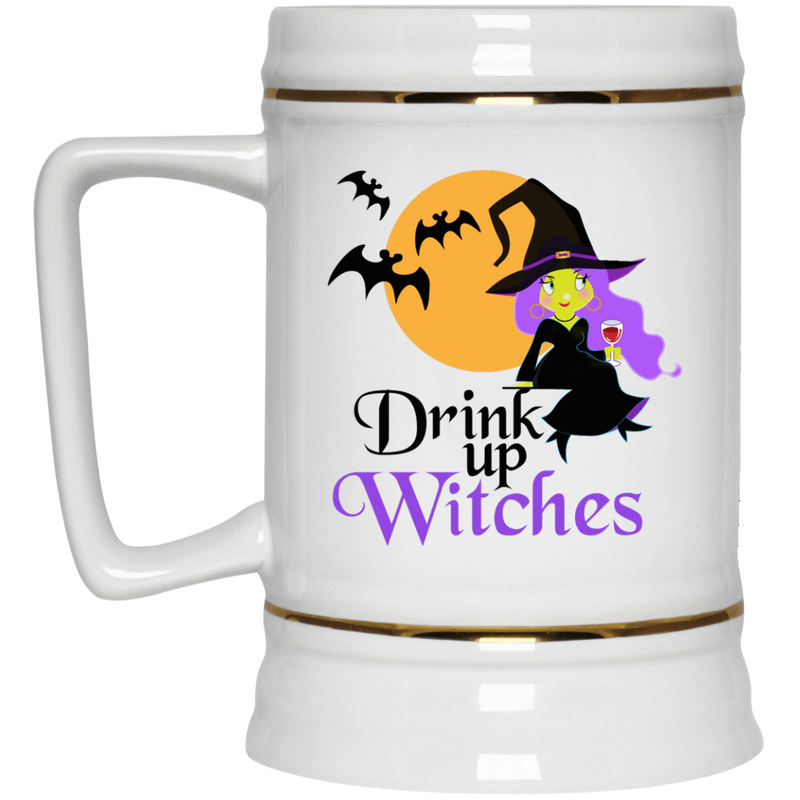 11 oz. coffee mug with cute witch - Drink up, witches.