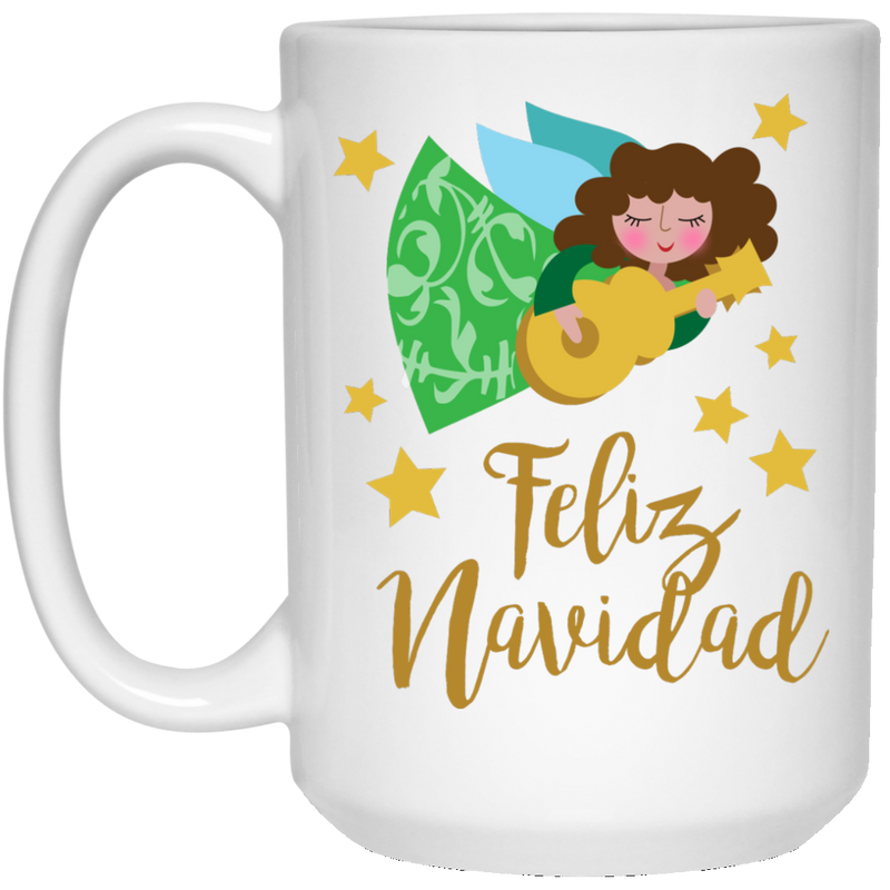 11 oz. coffee mug with Spanish Christmas angel - Feliz Navidad.