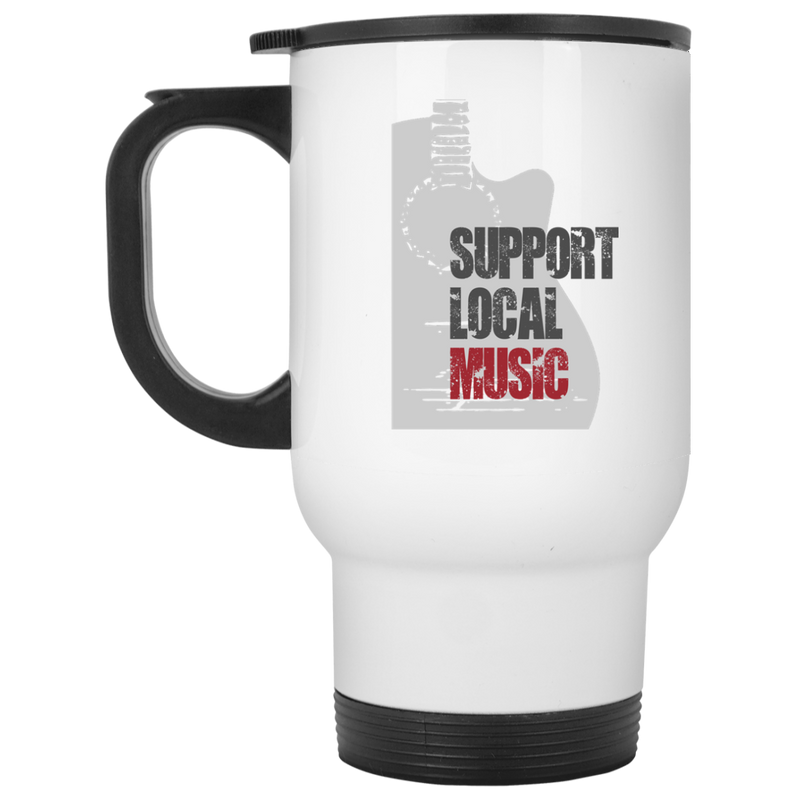Support Local Music coffee mug with guitar