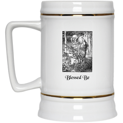 11 oz. coffee mug with black witch design. Blessed Be, wiccan quote.