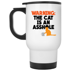 Funny mug with cat - Warning, the cat is an asshole.