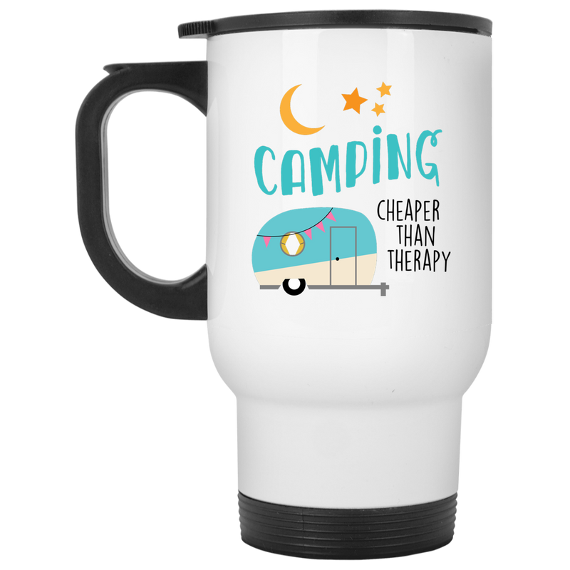 11 oz. coffee mug with camper design - Camping cheaper than therapy.