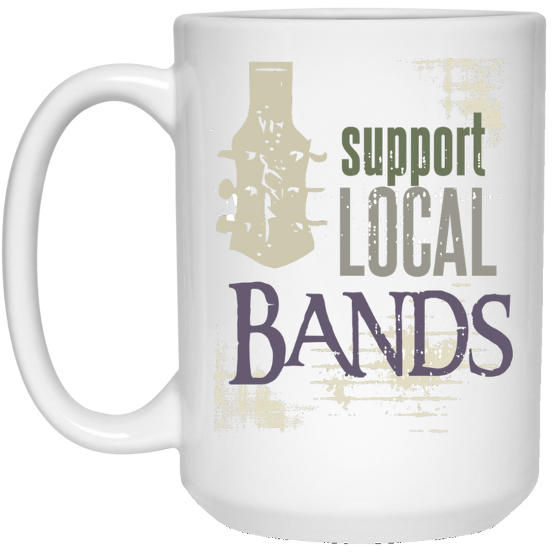 Support Local Bands coffee mug with guitar